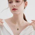 wholesale 14k Gold Hummingbird Flower Black Onyx Teardrop Pendant Necklace For Women-0-5