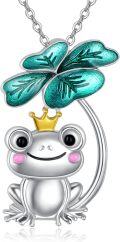 wholesale 925 Sterling Silver Frog with Crown and Butterfly Charm Necklace - Cute Animal Lovers Gift for Her-0-0