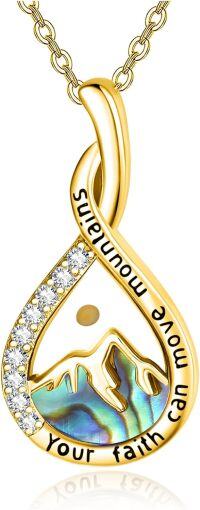 wholesale 925 Sterling Silver Abalone Shell Mountain Pendant Necklace - Your Faith Can Move Mountains Jewelry-Gold