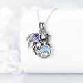 wholesale 925 Sterling Silver Purple Moonstone Dragon Pendant Necklace-0-3