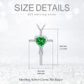 wholesale TOUPOP Emerald Cross Necklace For Women Sterling Silver May Birthstone Cross Pendant Necklace Heart Cross Christian Jewelry Birthday Christmas Gifts For Women Her -0-5