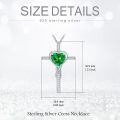 TOUPOP Sterling Silver Emerald Cross Pendant Necklace For Women-0-5