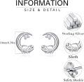 wholesale 925 Sterling Silver Sloth Moon Stud Earrings - Hypoallergenic Jewelry for Women-0-5