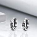 wholesale 925 Sterling Silver Black Celtic Knot Huggie Hoop Earrings for Men - Vintage Gothic Punk Style Jewelry 4g Diameter-0-4