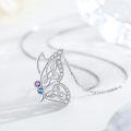 wholesale 925 Sterling Silver Celtic Knot Butterfly Pendant Necklace with Blue and Purple Stones s for Women Girls-0-3