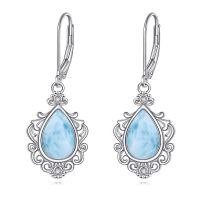 wholesale 925 Sterling Silver Elegant Purple Teardrop Earrings Wholesale With Crystal Accents-Larimar Earrings