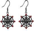 wholesale 925 Sterling Silver Gothic Red Crystal Spider Web Drop Earrings for Women-0-0