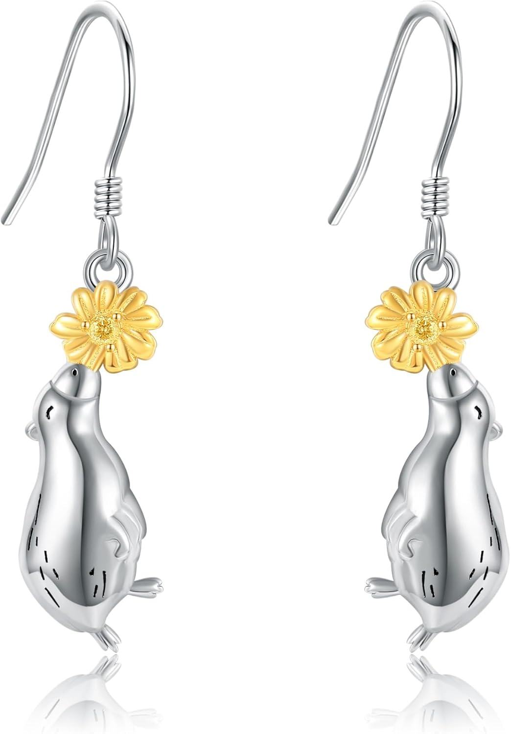 Sterling Silver Animal Earrings Horse Bee Llama Owl Jellyfish Parrot Bunny Duck Penguin Flamingo Paw Print Panda Dolphin Hummingbird for Mom-Capybara-Capybara