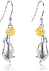 wholesale 925 Sterling Silver Penguin Flower Dangle Earrings Gift for Women Girls Mother's Day Jewelry 4cm Long-Capybara-Capybara