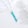 wholesale Sterling Silver Turquoise Amber Bar Necklace, Exquisite Vertical Pendant with Branches, 18+2 Chain, Hypoallergenic, Gift for Women-0-1