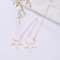 wholesale 925 Sterling Silver Star Tassel Threader Earrings, Adjustable Length, Hypoallergenic, Lead-Free, Nickel-Free, Fashionable Gift for Women-0-2