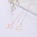 wholesale 925 Sterling Silver Star Tassel Threader Earrings, Adjustable Length, Hypoallergenic, Lead-Free, Nickel-Free, Fashionable Gift for Women-0-2
