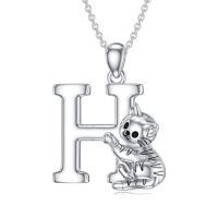 wholesale 925 Sterling Silver Letter E Pendant With Cat Design-H