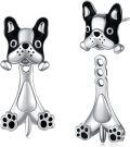 wholesale 925 Sterling Silver Boston Terrier Dog Paw Print Stud Earrings Hypoallergenic-0-0