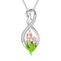 wholesale 925 Sterling Silver Birthstone Infinity Heart Pendant Father Daughter Gift-01-08-Light Green-August