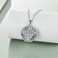 wholesale 925 Sterling Silver Blue Crystal Tree of Life Necklace - Elegant Sister Gift for Birthday, Friendship, Women-0-1
