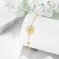 wholesale 14k Gold Sunflower Zircon Beaded Ball Chain Bracelet For Women-0-3