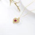 wholesale 14K Gold Heart-Shaped Garnet and Diamond Tree of Life Pendant Necklace - 18 Inches Long-0-3