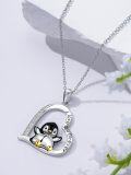 wholesale 925 Sterling Silver Penguin Heart Love You Forever Pendant Necklace for Women Girls Gifts-0-2