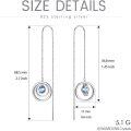 wholesale 925 Sterling Silver Aqua Blue Circle Drop Earrings Austrian Crystals s for Women-0-3