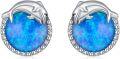 wholesale 925 Sterling Silver Opal Dolphin Earrings - Hypoallergenic, Fashionable, Gift for Women-0-0