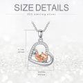 wholesale 925 Sterling Silver Heart-Shaped CZ Cat Pendant Necklace-0-3