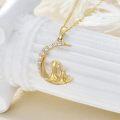 wholesale 14K Gold Crescent Moon with Dog and Cat Charm Necklace for Women - Pet Lover Gifts-0-3