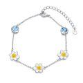 wholesale 925 Sterling Silver Daisy Heart Flower Crystal Stretchable Wrist Bracelet For Women And Girls-0-0