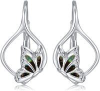 wholesale 925 Sterling Silver Pink Angel Wing Rabbit Hoop Earrings for Women Gifts-Butterfly