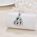 wholesale 925 Sterling Silver Abalone Shell Heart Pendant with Origami Pigs and I Love You Forever Inscription - Gift for Her-0-2