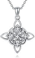 wholesale 925 Sterling Silver Celtic Knot Cubic Zirconia Accent Pendant Necklace - Irish Good Luck Jewelry for Women-0-0