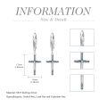 TOUPOP Sterling Silver Turquoise Cross Dangle Earrings for Women-0-4