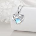 wholesale 925 Sterling Silver Infinity Heart Pendant w/ Blue Opal Stone & CZs for Women-0-2