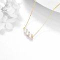 wholesale 14K Yellow Gold Freshwater Pearl Station Necklace 3 Pearls on Chain for Women  - Length: Adjustable from 26-29 inches-0-2