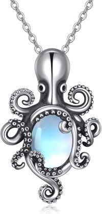 wholesale 925 Sterling Silver Octopus Blue Moonstone Pendant Necklace Gothic Witchy Jewelry-Octopus Necklace