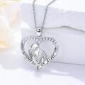 wholesale 925 Sterling Silver Mommy Of An Angel Heart Pendant Necklace With Cubic Zirconia For Women-0-2