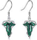 wholesale 925 Sterling Silver Green Leaf Drop Dangle Earrings with French Hook for Women Girls Gifts-0-0