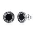 wholesale 925 Sterling Silver Black Onyx Round Gothic Stud Earrings for Women and Men 6mm-0-0