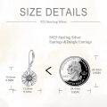 wholesale 925 Sterling Silver Daisy Flower Leverback Drop Earrings for Women Girls  4cm Long-0-4