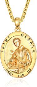 wholesale 925 Sterling Silver Saint Gerard Protection Amulet Necklace for Men with 2.5mm 22+2 Rolo Chain-0-0