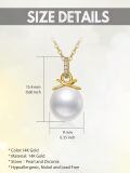 TOUPOP 14K Gold Freshwater Pearl Necklace Bow Heart Dolphin Pendant-0-3
