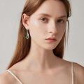 wholesale 925 Sterling Silver White Gold Plated Hummingbird Green Crystal Flower Drop Earrings-0-2
