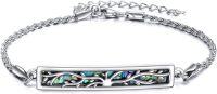 wholesale 925 Sterling Silver Abalone Shell Tree of Life Bar Pendant Bracelet for Women-tree of life