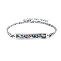 wholesale 925 Sterling Silver Abalone Shell Tree of Life Bar Pendant Bracelet for Women-tree of life
