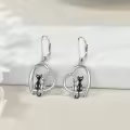 wholesale 925 Sterling Silver Leverback Earrings Wholesale with Cats and Crescent Moon Design-0-4