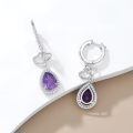 wholesale 925 Sterling Silver Heart Pendant Earrings With Purple Gemstones-0-4