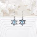 wholesale 925 Sterling Silver Blue Enamel Cross Star of David Dangle Leverback Earrings for Women Mothers Day GiftÓÌÌ«½ÌÊÎÆ·Ä¸Ç×½ÚÀñÎï-0-3