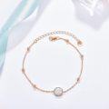 wholesale 925 Sterling Silver White Round Opal Beaded Chain Bracelet for Women s-0-2