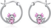 wholesale 925 Sterling Silver Axolotl Heart Stud Earrings for Girls and Women Gift Ideas-Pink Axolotl