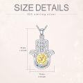 wholesale 925 Sterling Silver 925 Hamsa Hand Sun&Moon Multicolor Stone CZ Pendant Necklace-0-4